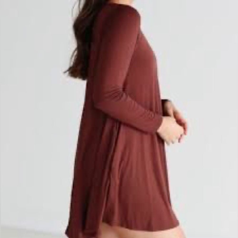 Piko 1988 Long-Sleeve Swing Dress in Rust Brown size S